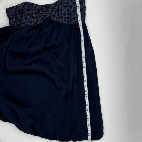 Laundry By Shelli Segal Navy Silk Strapless Bubble Skirt Dress Size 4 - Picture 11 of 11